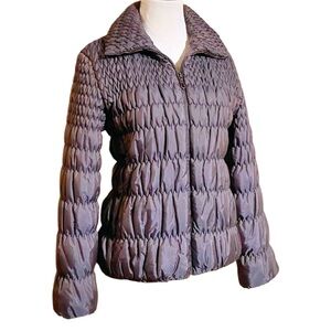 Lord and Taylor Brand Gallery Quilted Irredescent Winter Coat Size Small in Grey